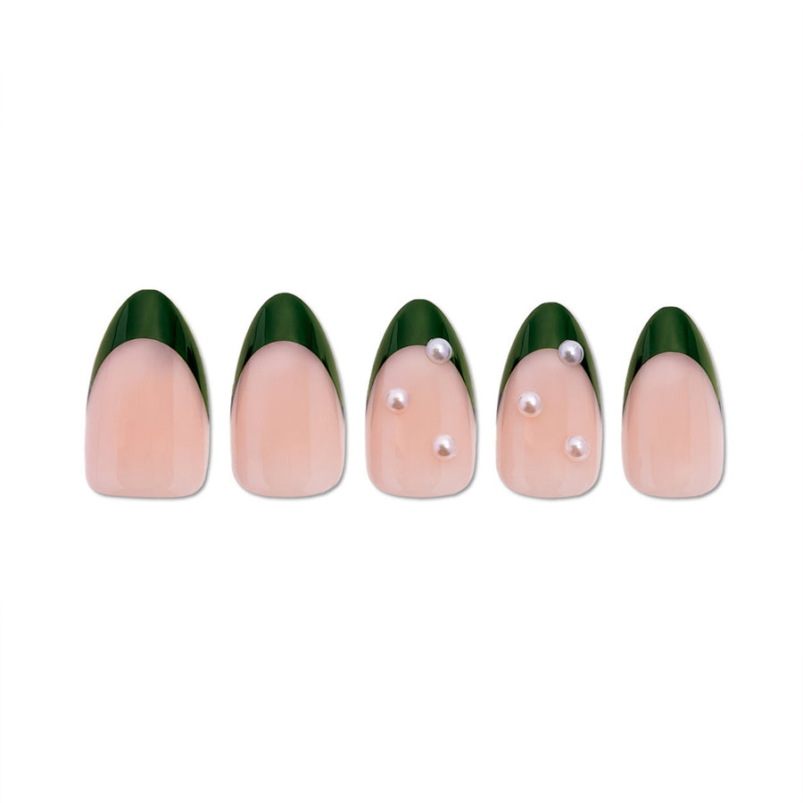 Forest Green Short Almond Press-On Nails - PaintLab
