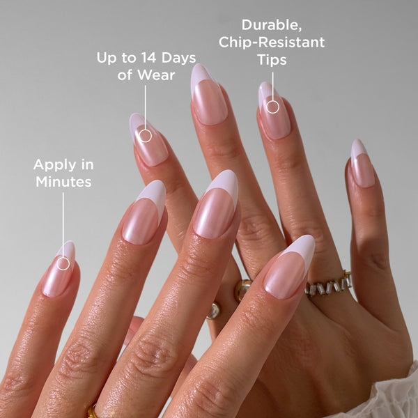 French Chrome Almond Press-On Nails
