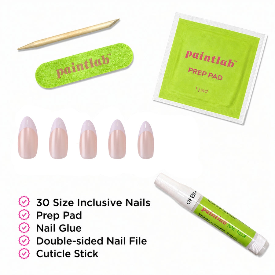 French Chrome Almond Press-On Nails - PaintLab