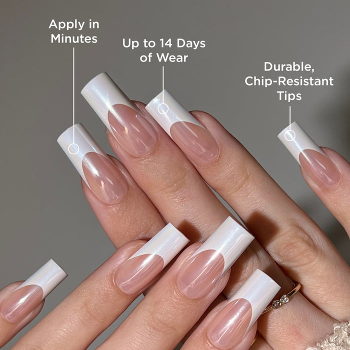 French Chrome Square Press-On Nails - PaintLab