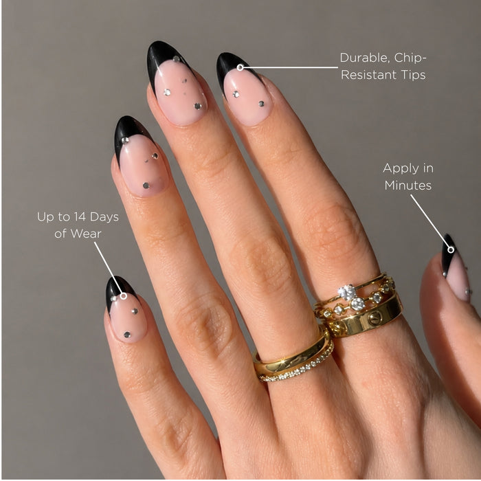 Glam Noir Short Almond Press-On Nails - PaintLab