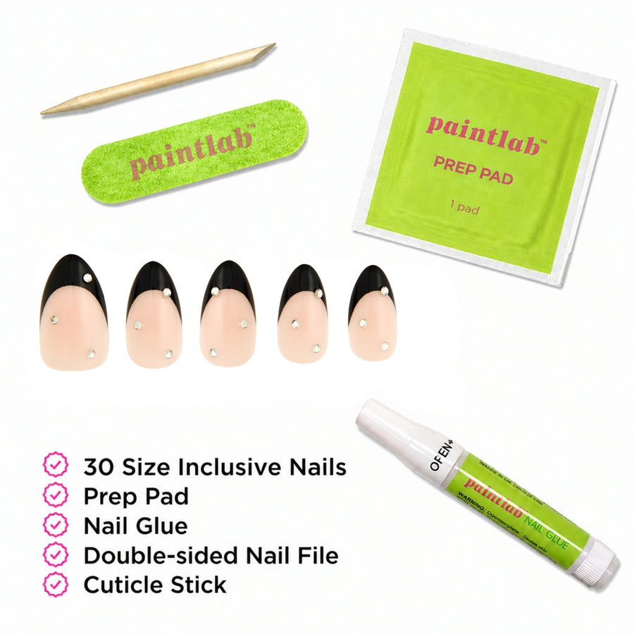 Glam Noir Short Almond Press-On Nails - PaintLab