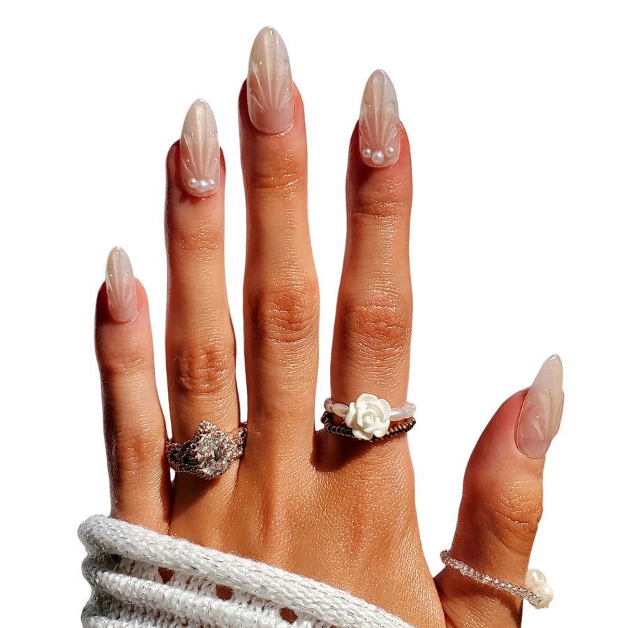 Glazed Seashell Almond Press-On Nails - PaintLab