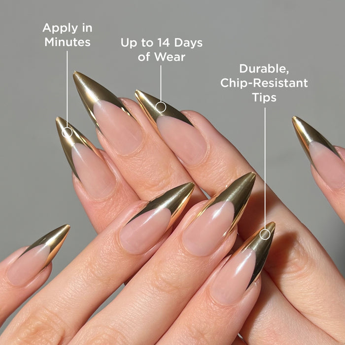Gold Chrome Stiletto Press-On Nails - PaintLab