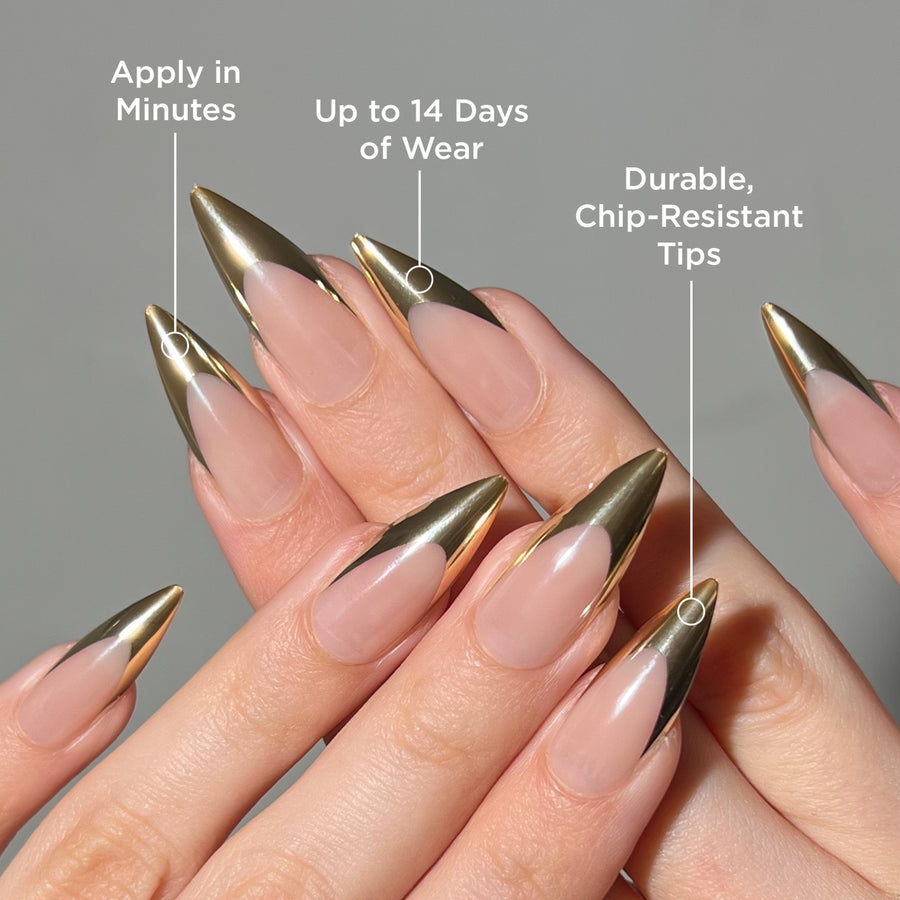 Gold Chrome Stiletto Press-On Nails - PaintLab