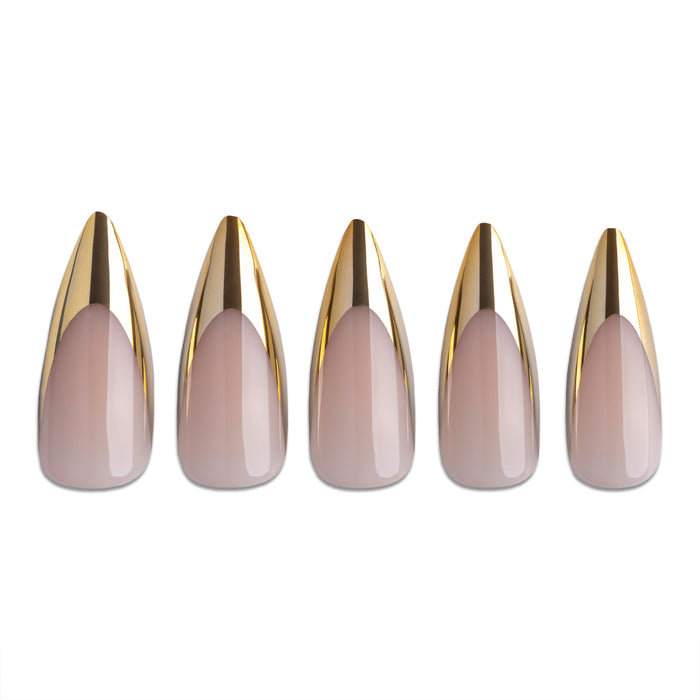 Gold Chrome Stiletto Press-On Nails - PaintLab