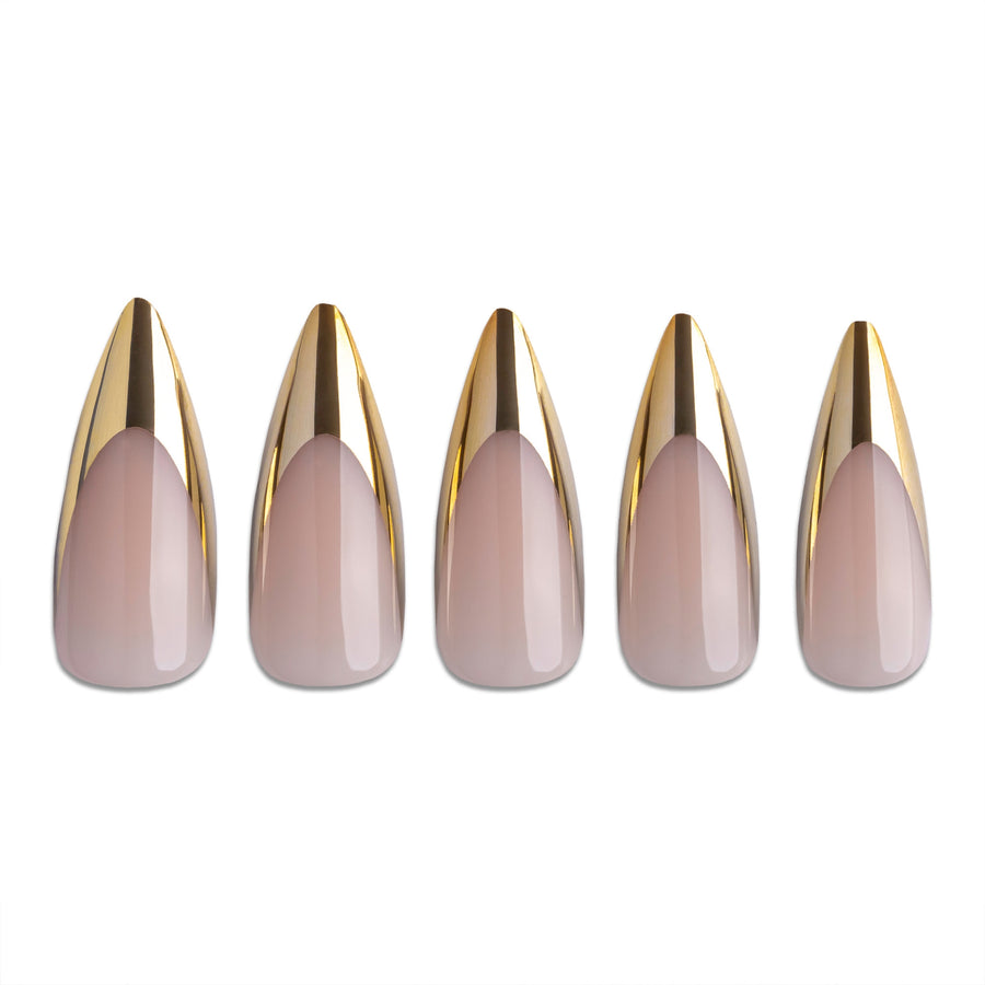 Gold Chrome Stiletto Press-On Nails - PaintLab