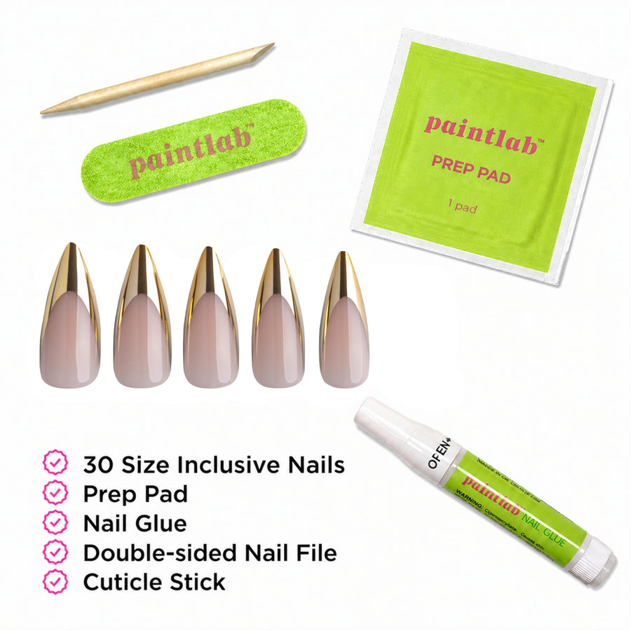 Gold Chrome Stiletto Press-On Nails - PaintLab
