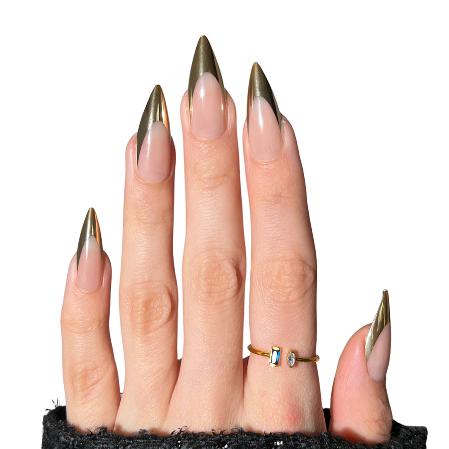 Gold Chrome Stiletto Press-On Nails - PaintLab