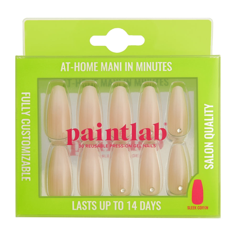 Gradient Nude (With Diamonds) Sleek Coffin Press-On Nails - PaintLab