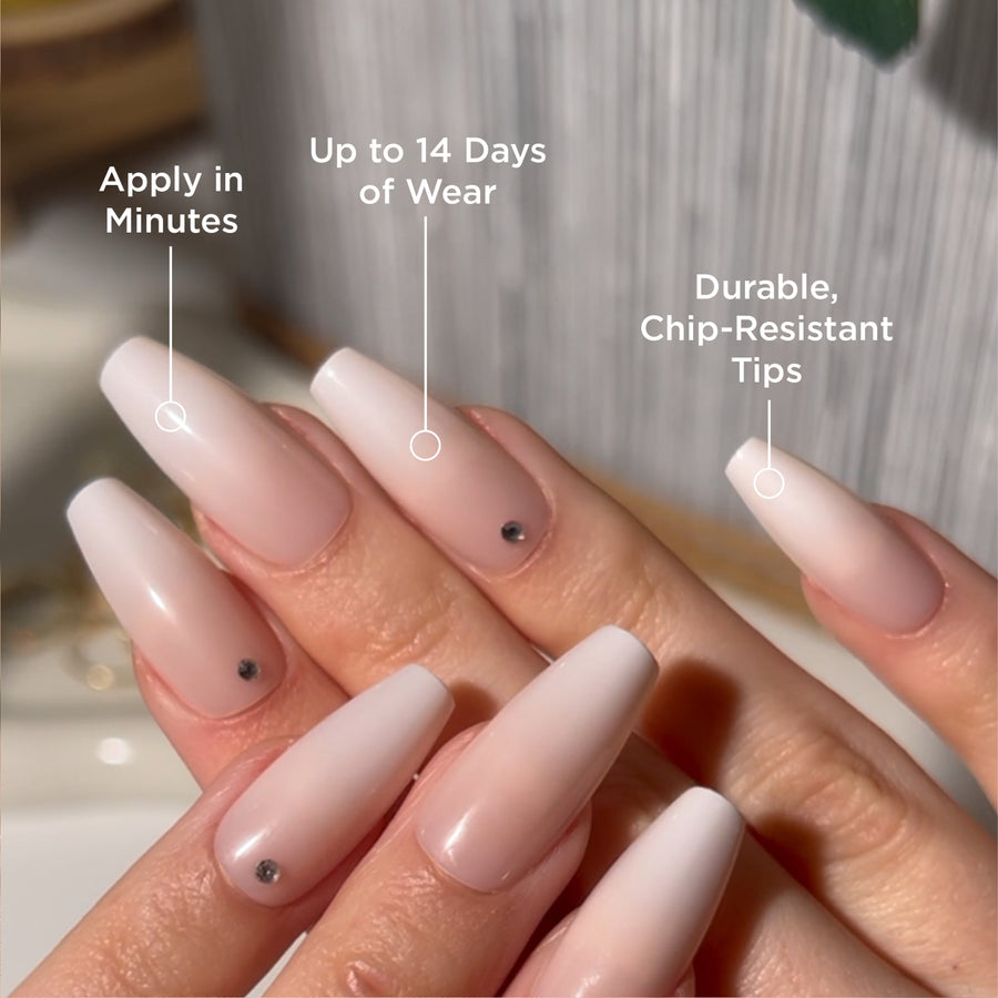 Gradient Nude (With Diamonds) Sleek Coffin Press-On Nails - PaintLab