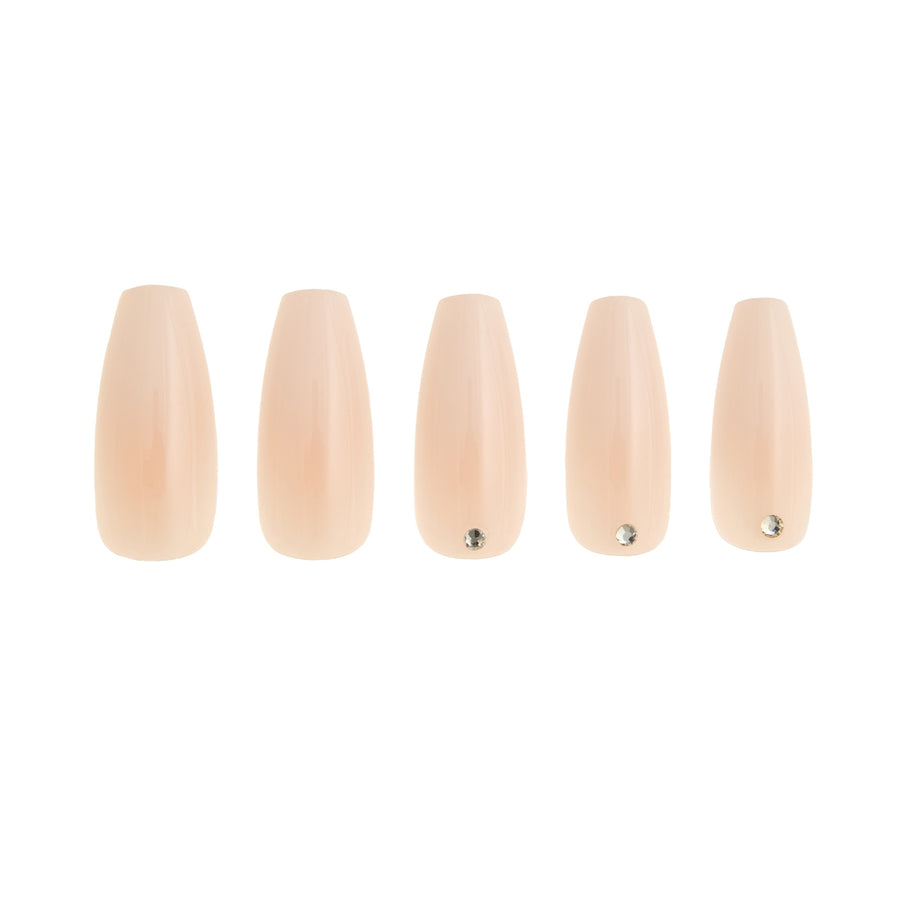 Gradient Nude (With Diamonds) Sleek Coffin Press-On Nails - PaintLab