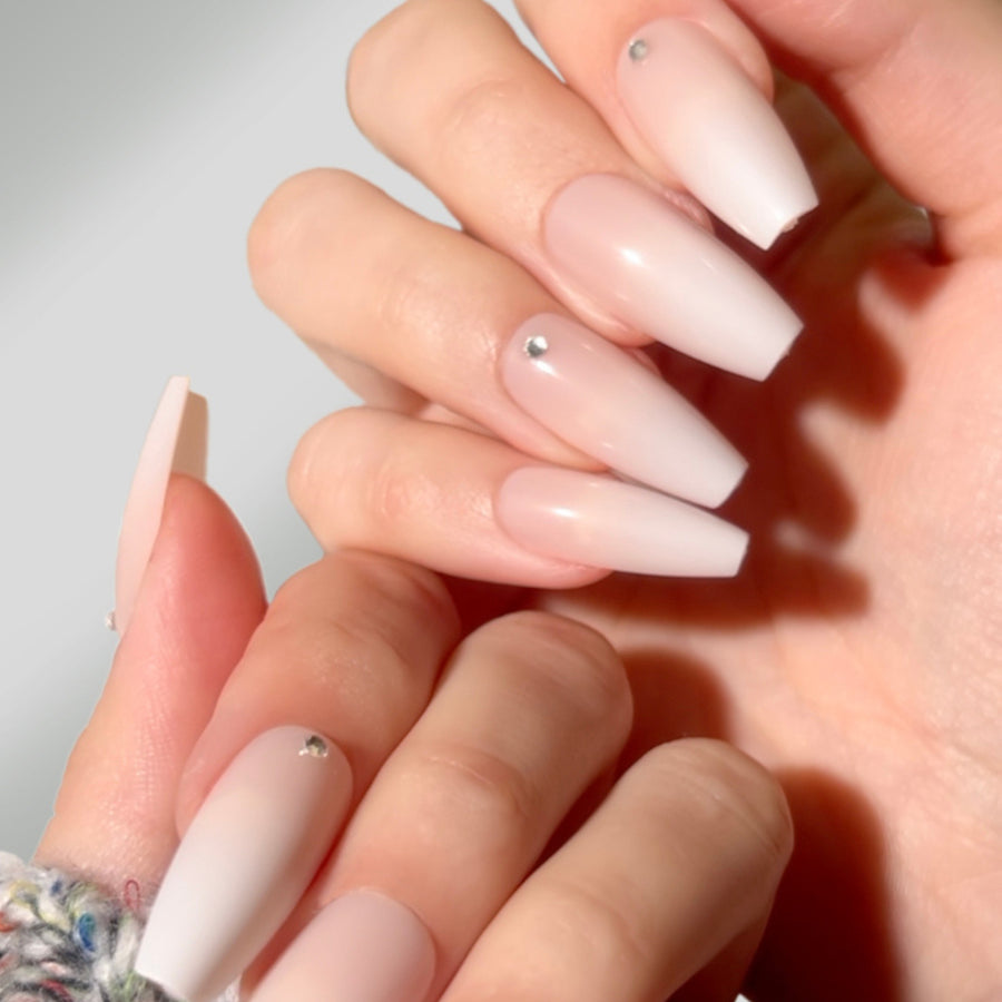 Gradient Nude (With Diamonds) Press-on Nails - PaintLab