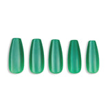Emerald Moss Sleek Coffin Press-On Nails - PaintLab