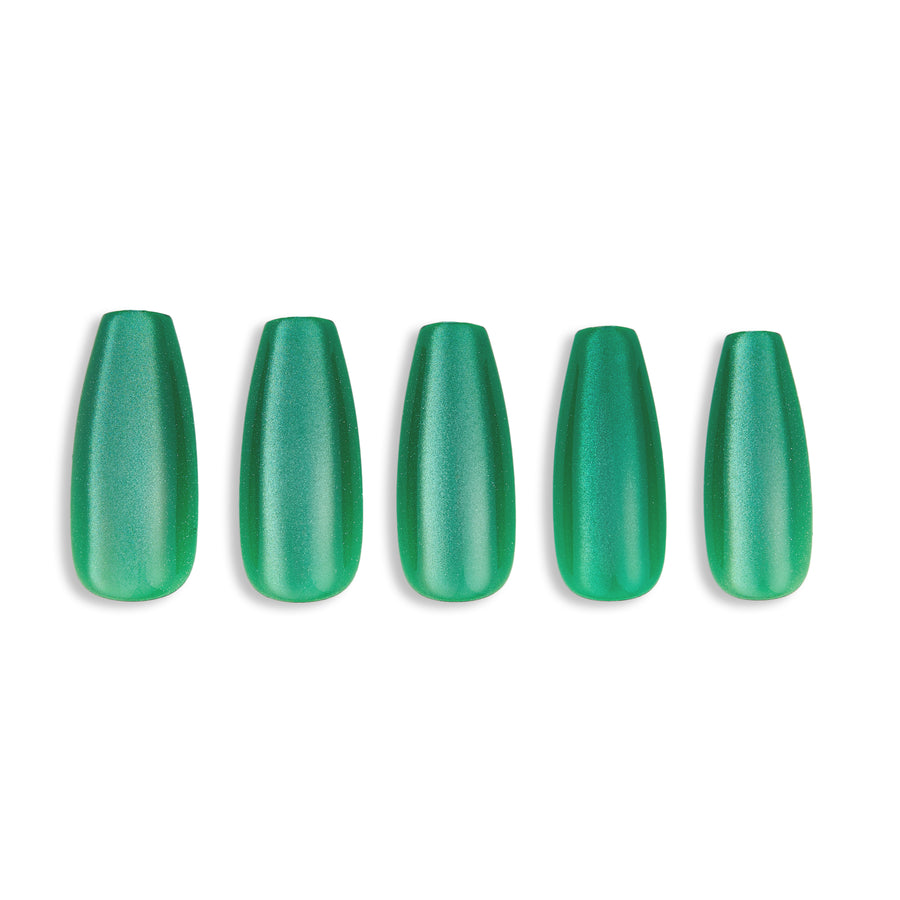 Emerald Moss Sleek Coffin Press-On Nails - PaintLab
