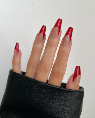 Red Chrome Coffin Press-on Nails