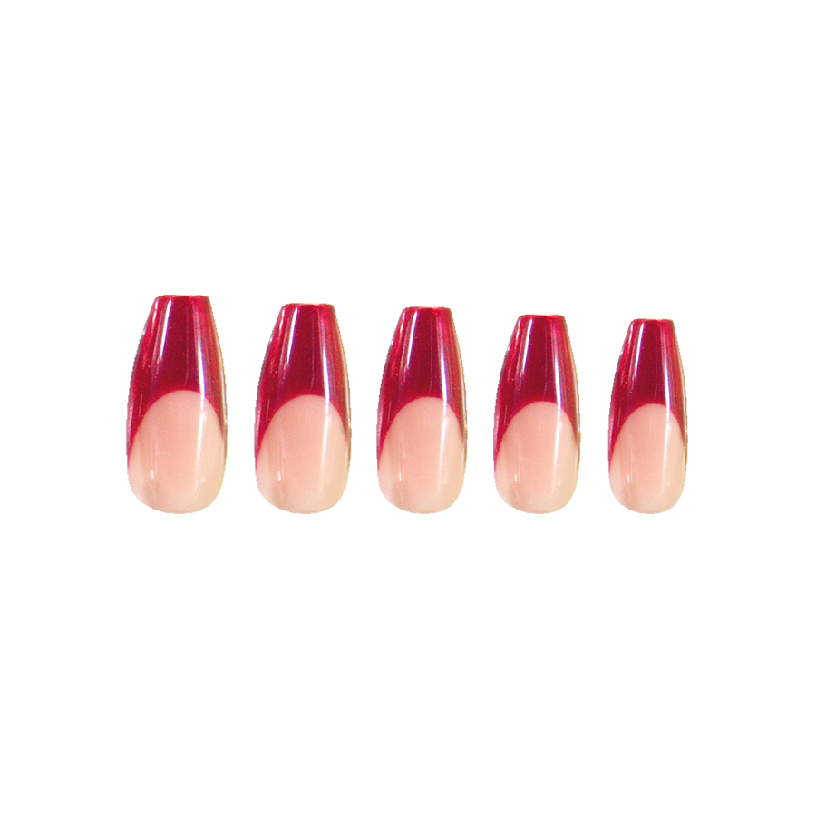 Unboxed Red Chrome Coffin Press-on Nails