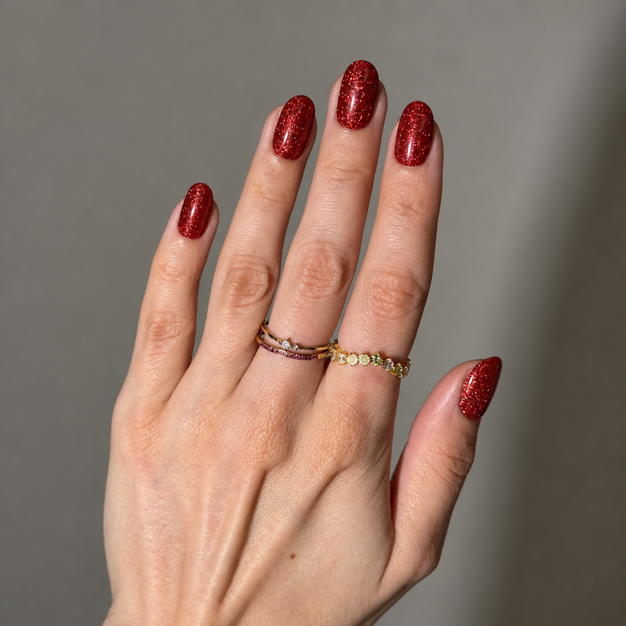 Ruby Rush Short Oval Press-On Nails - PaintLab