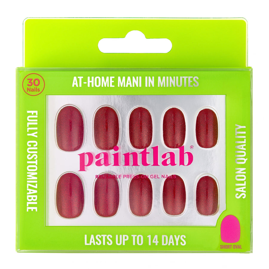 Ruby Rush Short Oval Press-On Nails - PaintLab