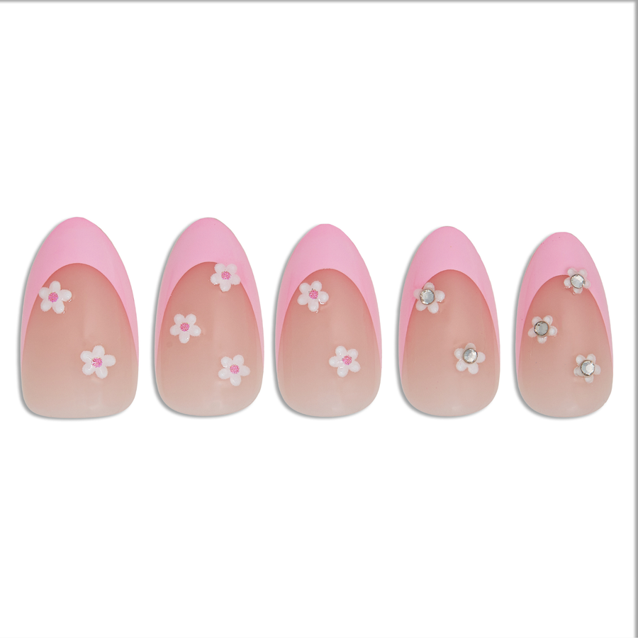 Daisy Glam Short Almond Press-On Nails - PaintLab