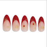Red Celestial Almond Press On Nails - PaintLab