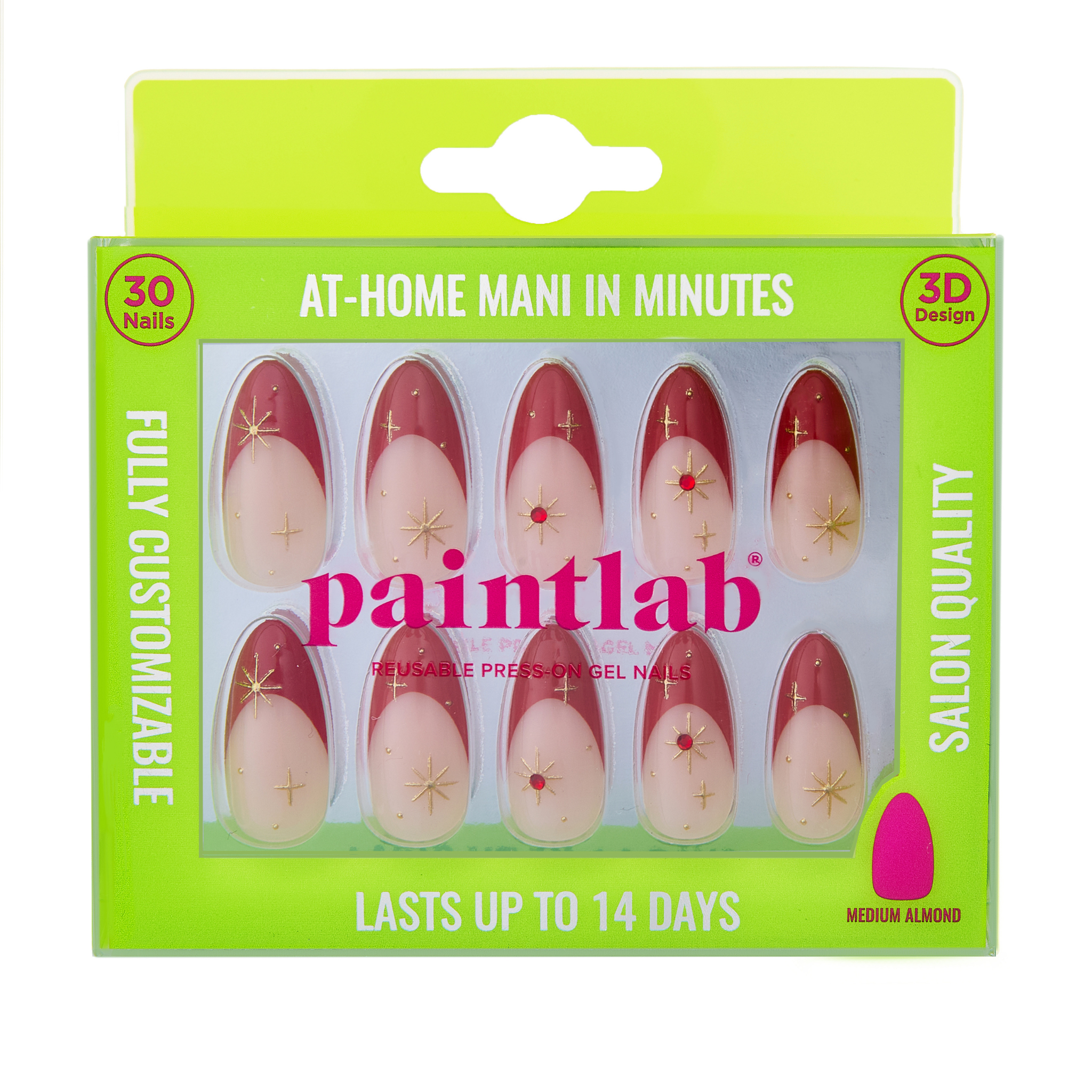 Red Celestial Almond Press On Nails - PaintLab