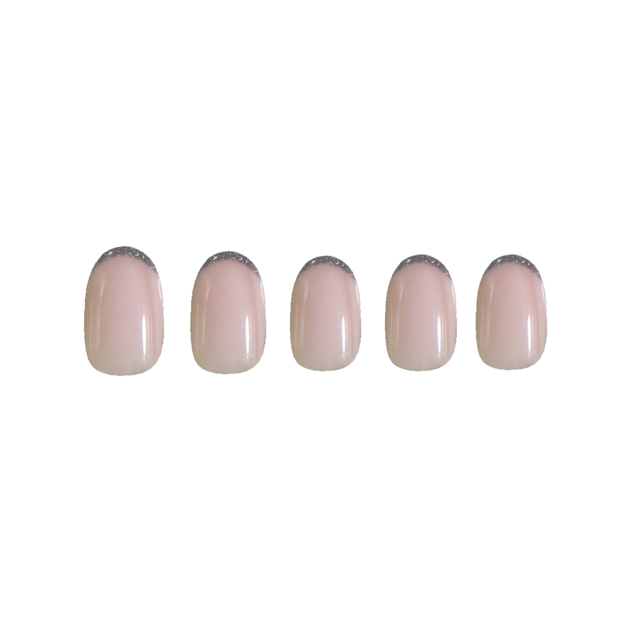 Unboxed Silver Glitter Tips Press-on Nails