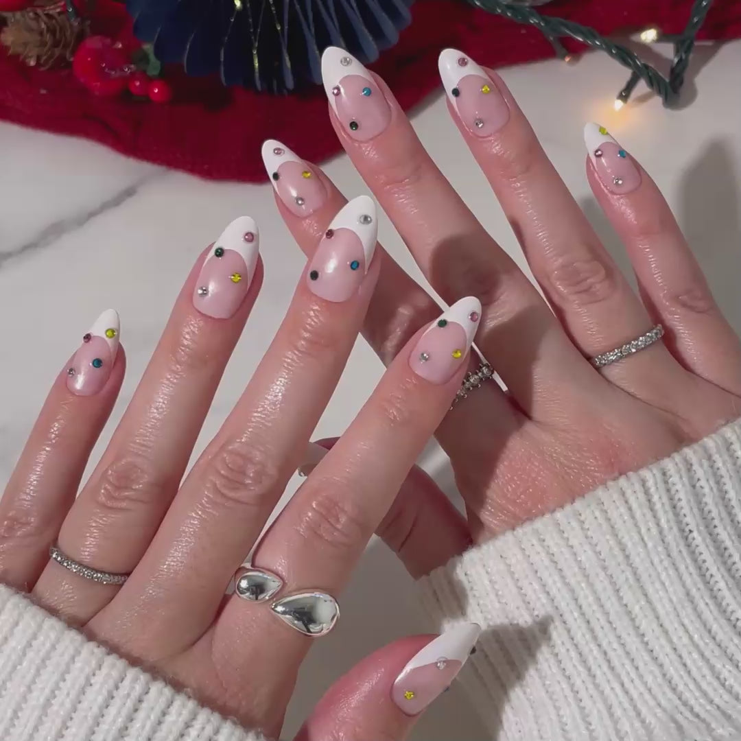 Bejeweled Almond Press-On Nails